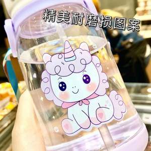 Bouteille d'eau isotherme 500 ml en Tritan pour enfants, avec paille et sangle, motif dessin animé mignon, pour étudiants, écologique - Product Image 6