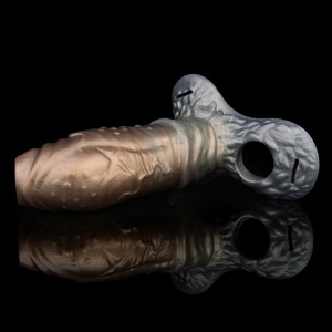 Wholesale Fantasy Monster Sleeve Extender with Cock Ring Reusable Cock Extender Delay Ejaculation Cock Extension Sleeves for Men - Product Image 3