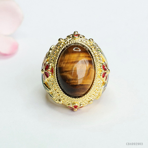 Resizable chim hình dạng năng lượng đá Nhẫn mạ vàng chữa bệnh tinh thể thạch anh nhẫn cho nam giới chakra tinh thể Tiger của mắt Đá Nhẫn - Product Image 1