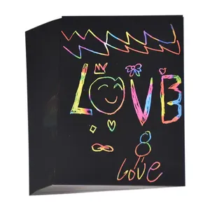 欧悦アート 熱売中 100枚入り アートスクラッチオフペーパー 描画おもちゃセット 6歳以上のお子様向け DIYスクラッチペイント - Product Image 1