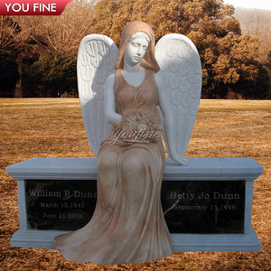 Chất Lượng Cao Màu Đen Đá Granit Và Đá Bằng Đá Cẩm Thạch Trắng Thiên Thần Tượng Đài Bia Mộ Bia Mộ - Product Image 4