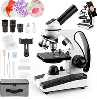 Compound Monocular Microscope 40X-2000X for Adults Kids Students School Laboratory Home Education with Slides Set