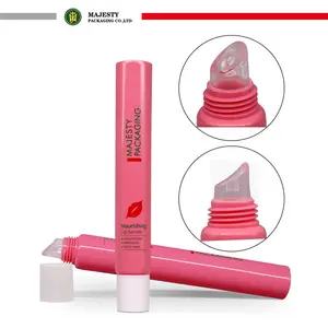 Custom Plastic Lip Balm Packaging Lid Tubes With Silicone Applicator Plastic Lip Gloss Tube