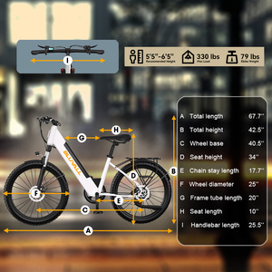 Bicicleta Eléctrica Híbrida de 48v 500w con Batería de Litio de 13ah Extraíble, Bicicleta Eléctrica Urbana de Acero al Carbono para Adultos H1 - Product Image 6
