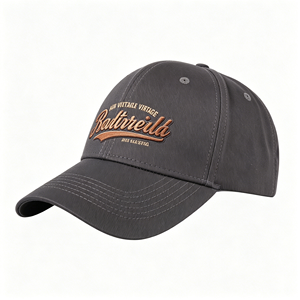 Classic Retro Baseball Cap with Multi-Tone Cursive Embroidery Logo Dark Gray Washed Cotton Unisex <b>Hat</b> - Product Image 1