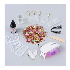 Artistic Resin Jewelry Creation Kit Crystal Clear Hard Cure Resin Portable UV Light Silicone <b>Molds</b> for DIY Crafts Model Keychain - Product Image 1