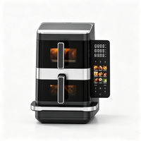 Freidora de Aire Eléctrica Anbolife de Fábrica con Funciones para Hornear Pizza, 7L + 5L + Cesta Doble de 12 Pulgadas, Pantalla LCD Táctil Plegable