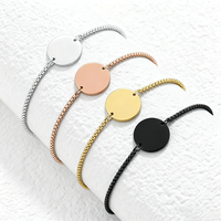 Bracelet chaîne à disques ronds en acier inoxydable Ywyougang, personnalisable par gravure, multicolore pour femmes, à porter au quotidien et en cadeau