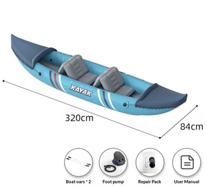 Kayaks Inflables Profesionales Individuales/Doble, Canoas Ecológicas de PVC Duradero, Bombas de Aire para Pesca, Palas Dobles - Product Image 2