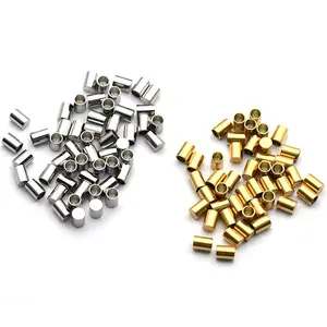 Custom 6mm Gold Stainless Steel Jewelry Cord Chain Connectors Tube End Caps Finding For Bracelet Leather Rope Jewelry Making