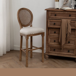 Hiện đại cao trở lại thanh ghế gỗ khung truy cập chiều cao với thiết kế truyền thống cho nhà bếp ăn uống ngoài trời khách sạn Malls-ZN065 - Product Image 5