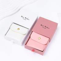Étui à bijoux de voyage en cuir PU, pochette à bijoux avec fermeture à rabat et bouton-pression, 8x8cm, carré, pour boutique de loisirs et vente au détail de bijoux
