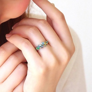 Anello con design geometrico colorato in stile vintage per donna - Product Image 2