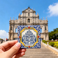 Aimant de réfrigérateur en résine en relief, souvenir créatif de la culture touristique de Macao, Marque GX, Art populaire des Ruines de St Paul, petit cadeau fait main