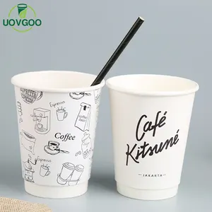 Eco 친절한 인쇄된 컵 종이 제조자 처분할 수 있는 음식 급료 12oz 두 배 벽 종이컵 커피 잔