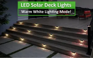Outdoor Waterproof LED Solar Deck Step Lights Garden Decorative Lighting For Stairs Fence Patio Pathway And Yard