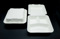 Boîte à hamburger en bagasse naturelle/blanche, écologique, biodégradable, durable, 6x6, 9x6, 8x8, 9x9 pouces