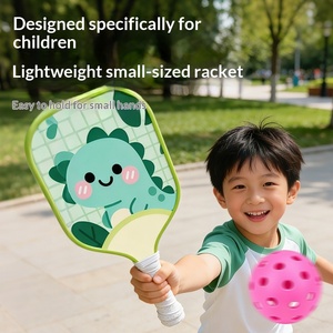 Ensemble de raquettes de pickleball pour enfants, jouet de sport d'extérieur, motifs de dessins animés, impression DIY, matériau PP 3k, sac inclus, prêt à être expédié - Product Image 2