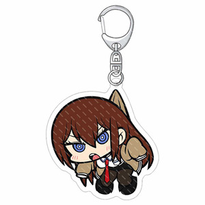 LLavero de plástico acrílico de Anime <span class=keywords><strong>Steins</strong></span> <span class=keywords><strong>Gate</strong></span> figura de dibujos animados Okabe Rintarou Makise Kurisu colgante llavero 6CM joyería impresa UV - Product Image 2