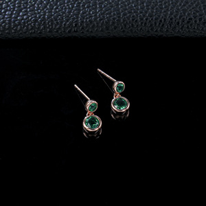 925 silver rose gold emerald <b>earrings</b> - Product Image 3