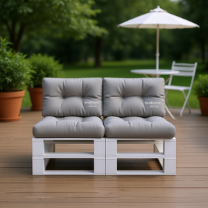 Cojines Grises Medianos para Exteriores, 100% Poliéster, Acolchados, Extraíbles, Lavables, Cómodos, Diseño Rectangular Sólido - Product Image 2