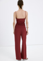 OEM ODM Ensemble de salon élégant pour femmes, haut et pantalon en satin minimaliste, usine de vêtements sur mesure