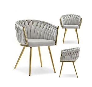 Hiện Đại Chrome Vàng Dệt Phòng Ăn Ghế Màu Xanh Nhung Ghế Ăn Cho Phòng Ăn Đồ Nội Thất - Product Image 2