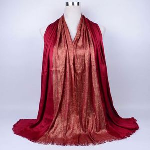 Pañuelo Hijab Musulmán Dorado Brillante para Mujer, Primavera, Viscosa Larga, Gran Venta - Product Image 6