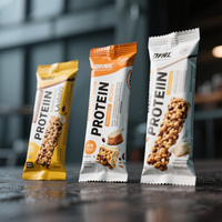 Sachet d'emballage personnalisé à impression numérique avec fermeture arrière pour bonbons, biscuits, barres protéinées, énergétiques, aux champignons, au chocolat, type oreiller