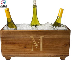 Seau à vin en bois personnalisé JUNJI, cadeau <span class=keywords><strong>de</strong></span> mariage, seau à glace pour refroidisseur <span class=keywords><strong>de</strong></span> bière, douche nuptiale, style planche - Product Image 1