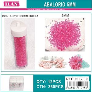 ILAN Abalorio Perline rosa da 5 mm per la creazione di gioielli, 12 pezzi per tubo - Product Image 1