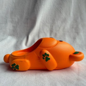 Pantoufles à imprimé animal pour femmes, orange, doublure en peluche PVC, semelle intermédiaire EVA rembourrée, toutes saisons, bout rond, épaisseur de semelle 15 mm - Product Image 1