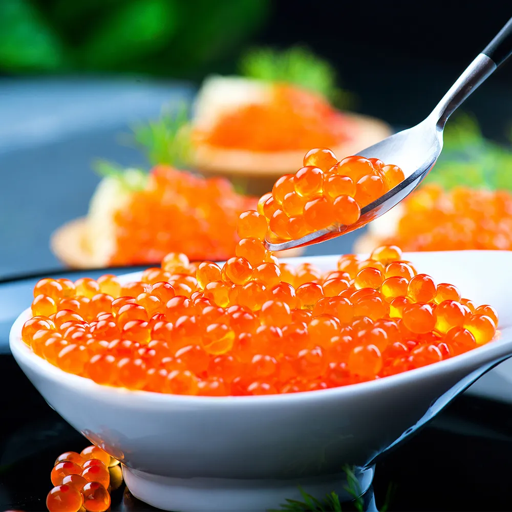 Factory seafoods hot sale Frozen Masago and Tobikko for suhsi foods orange green black yellow red color