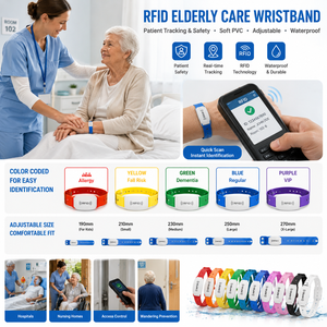 Pulsera de PVC Suave Personalizada con RFID para el Cuidado de Personas Mayores, Brazalete Ajustable para Hospitales, para el Seguimiento y la Seguridad de Pacientes - Product Image 2