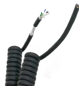 Cat5e RJ45线圈贴片电缆8P8C TPU螺旋电缆网络可伸缩线圈FTP贴片电缆