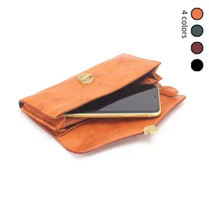 Genuine Leather Hand Wallet Simple Versatile Leather Wallet Zipper Vegetable Tanned Leather Long Wallet