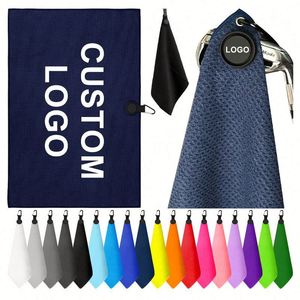 Serviette de golf promotionnelle personnalisée en microfibre gaufrée magnétique avec logo brodé - Product Image 1