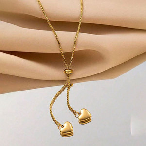 สร้อยคอจี้รูปหัวใจแบบ Y ชุบทอง 18K ไม่ลอก ไม่ดำ ทำจากสแตนเลส สำหรับผู้ชาย/ผู้หญิง ขายส่ง รับทำตามสั่ง เป็นของขวัญ - Product Image 3