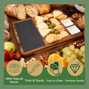 Planche à fromage en bois d'acacia de qualité supérieure avec ensemble de couteaux, certifiée FSC LFGB FDA, planche à charcuterie, cadeau de Noël, cadeau de mariage, fournitures en gros - Product Image 3