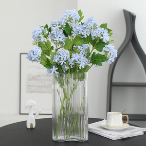 Fleur d'hortensia artificielle à tige unique, 5 têtes, en plastique vert, soie, décoration d'intérieur, ornement de salon, haute simulation - Product Image 3