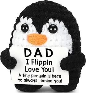 Peluche Unico Fatto a Mano, Pinguino Grigio all'Uncinetto, Simpatico Pinguino Positivo con Biglietto Personalizzato con Messaggi Caldi - Product Image 5