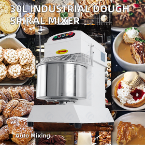 ราคาโรงงานใหม่ เครื่องผสมแป้งแบบเกลียวไฟฟ้า สแตนเลส 30 ลิตร สำหรับเชิงพาณิชย์ ป้องกันการลื่นไถล อัตโนมัติ ผสมน้ำ แป้ง นม 1500 วัตต์ - Product Image 3