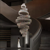 Luminaire décoratif intérieur moderne personnalisé de luxe, hall d'hôtel, villa, grand cercle de cristal, anneaux suspendus, lampe, lustre d'escalier