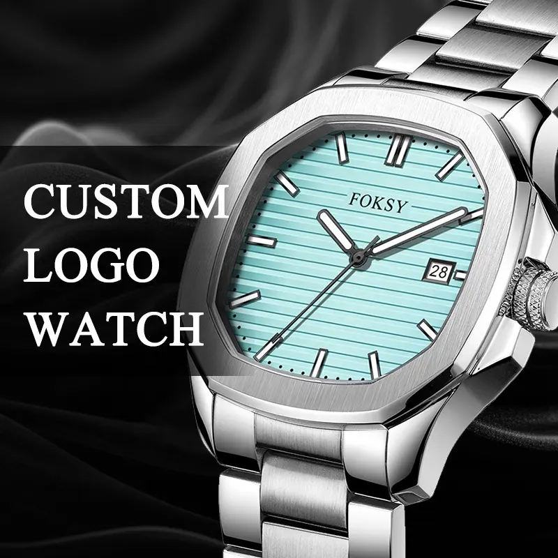 Jam tangan kustom kualitas tinggi klasik mewah pria tahan air kustom Logo jam tangan baja tahan karat unik untuk pria Oem