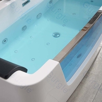 Baignoire Balnéo Intérieure de Luxe avec Cascade et Jets d'Air, Jacuzzi de Massage avec Siège