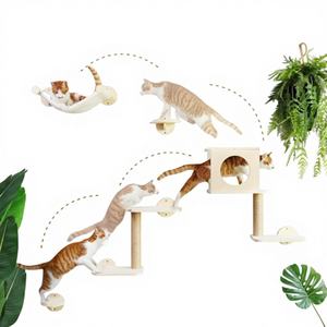 Étagères murales pour chat, ensemble de 5 pièces, meubles muraux stables en sisal et plastique, grand hamac pour chat, marches, griffoir - Product Image 1