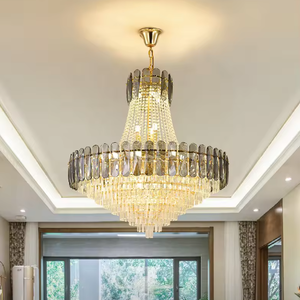 Precio de fábrica Iluminación interior Ámbar Gris Sala de estar Moderna Islámica Colgar Luz K9 Araña de cristal - Product Image 2