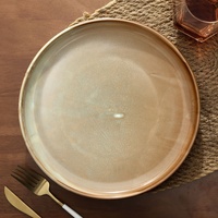 Assiettes de service écologiques en céramique pour restaurants, vente en gros directe d'usine, assiettes plates en porcelaine pour steaks et dîners d'hôtel