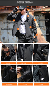 Chaquetas Tácticas de Senderismo para <span class=keywords><strong>Hombre</strong></span> Rompevientos con Capucha Impermeable Gruesa de Forro Polar Cálido Piel de Tiburón Softshell - Product Image 3