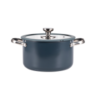Lot de 6 ustensiles de cuisine à induction en acier inoxydable Pots bleus avec marques de niveau d'eau comprenant un bouillon de soupe Marmites de cuisine à usage domestique